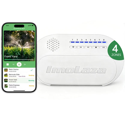 Indoor Smart Sprinkler Controller, Automatic Water Saving Irrigation Controller, 2.4GHz WiFi, Rain Freeze Wind Skip,Easy Install & App Remote Control (4-Zone)