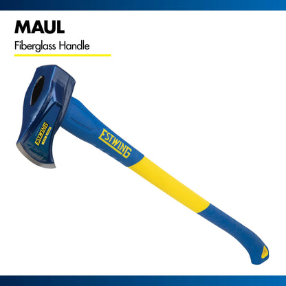Estwing 8 lb Wood Splitting Maul with 36-Inch Fiberglass Handle - Forged Head Hardened to 50–55 HRC, Heavy-Duty Log Splitter, Model #62374