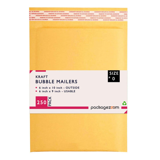 6x10 inches Kraft Mailer Self Seal Bubble Shipping Envelopes 250 Pack Padded Envelopes Thick Mailers Packaging for Small Business #0