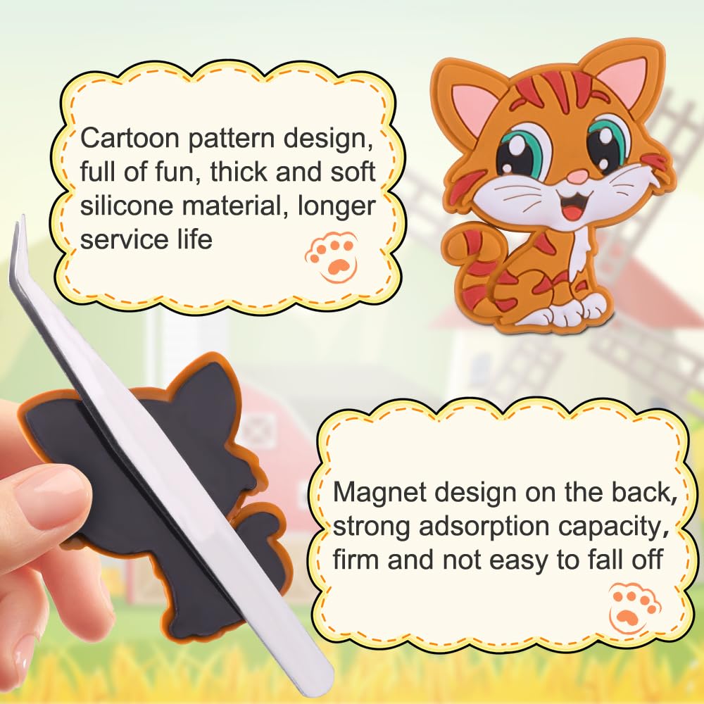 YUJUN 12PCS Fridge Magnets for Kids,Cute Vivid Farm Animals Refrigerator Magnets Toys for Fridge Baby Educational Present Full Back Magnetic Toddler Magnets
