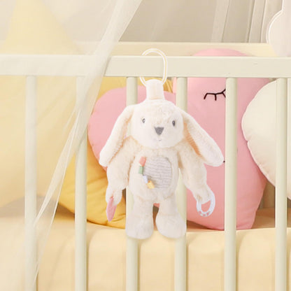 Linzy 10" Beige Bunny Baby Stroller Toy with TEETHERS and Rattle