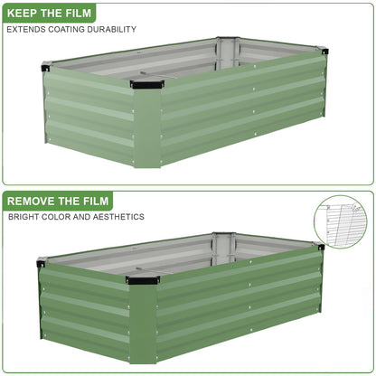 Galvanized Raised Garden Bed Outdoor | Metal Raised Garden Bed for Gardening 2Pack | Large Planter Box for Vegetables Flowers Fruits | Easy Assembly & Safety Design Flower Beds 4x2x1ft Olive Green