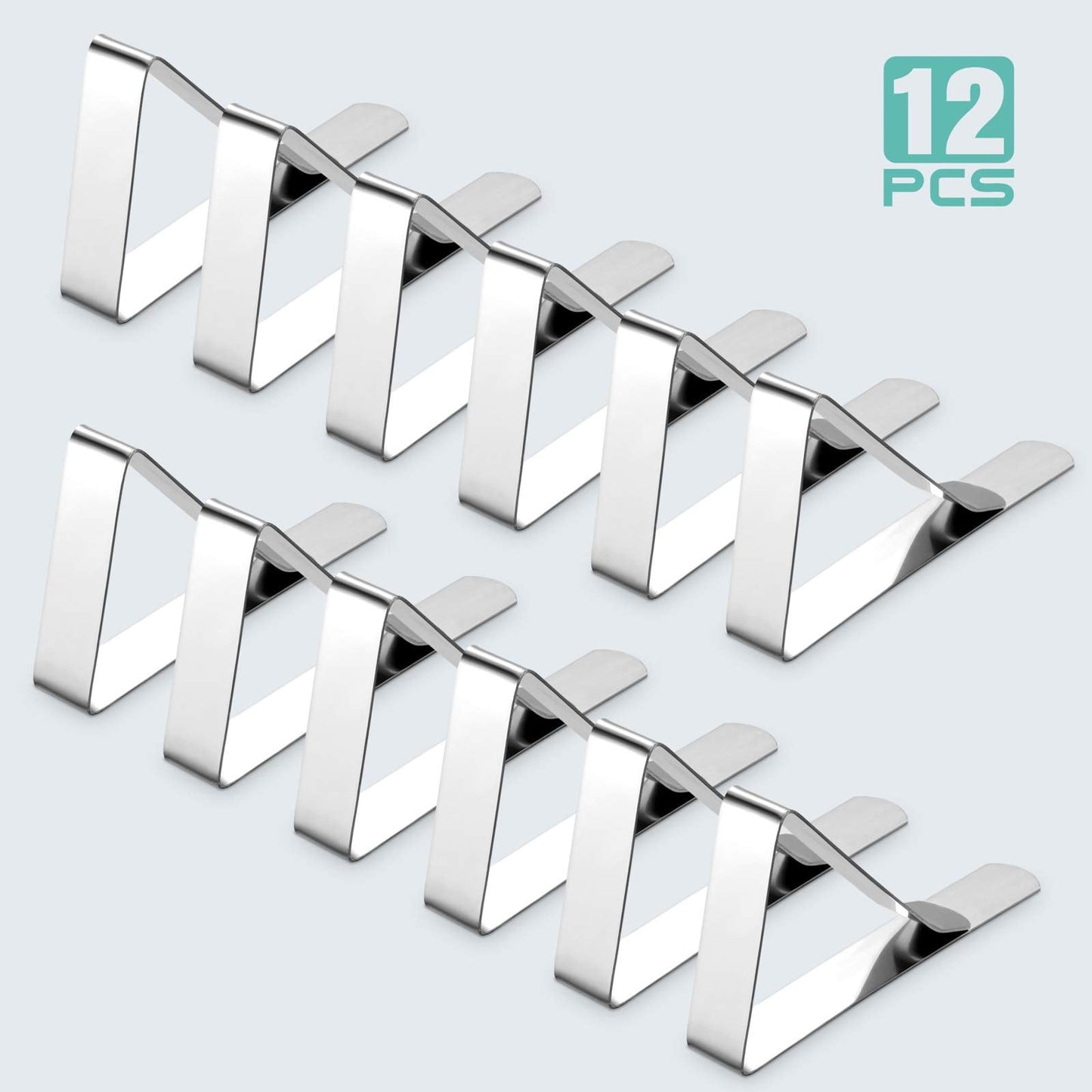 Ponure 12 Pack Tablecloth Clips - Heavy Duty Picnic Table Clips, Stainless Steel Table Cloth Cover Clamps, Table Cloth Holders Ideal for Restaurant Picnics Marquees Weddings Graduation Party
