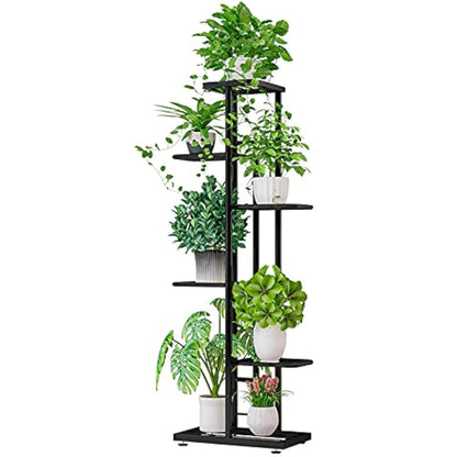MTB Garden 6 Tier Metal Plant Stand for Indoor Outdoor Flower Pot Display Planter Shelf, Charcoal Grey