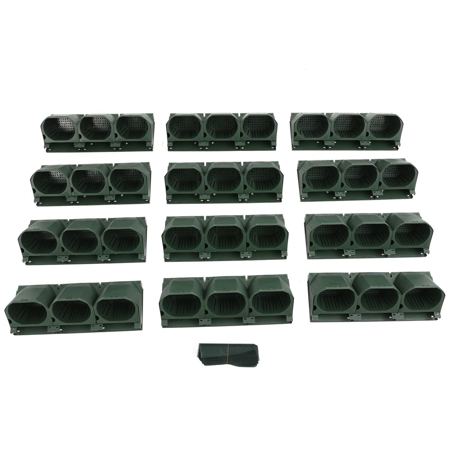 kunghei 36-Pot Wall Mounted Planter – Vertical Wall Planter with Water Storage Layer, Stackable Flower Pot Holder for Indoor Outdoor Garden Balcony (12 * 3-Pot) (Army Green)