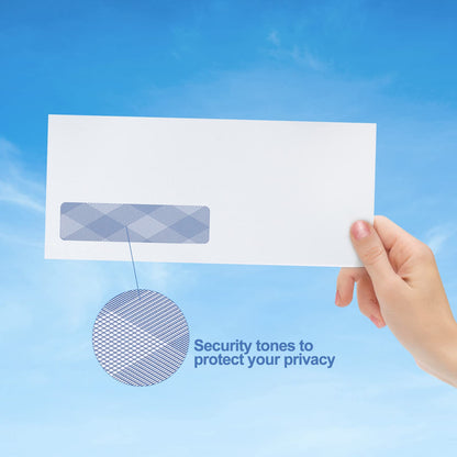 500#10 Single Window Security Envelopes, PANDRI NO.10 Security-Tinted Envelopes Designed for QuickBooks Invoices, Business Statements and Computer Printed Checks-Number 10 Size 4 1/8 Inch X 9 1/2 Inch