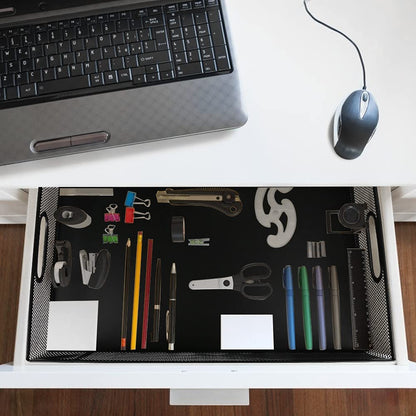 EsOfficce Desk Drawer Organizer, A4 Large Metal Mesh Desk Rrganizer Tray, Versatile Storage Box Set for Office Home Supplies,13 x 9 inches
