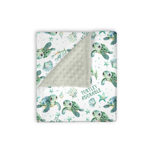 EyMzcod Mink Baby Boy Girl Blankets Under the Sea Turtle Animal, Ocean Creature Marine Life Double Layer Dotted Backing Receiving Swaddle, Newborn Infant Toddler Nursery Crib Bedding Shower Gift 30x40