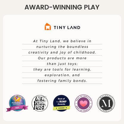 Tiny Land Montessori Toy Set for Babies 7-9 Months Senser Play Kit - 5-in-1 Wooden Learning Toys with Object Permanence Box, Sensory Ball, Stacking Cups and Mirror Puzzle,Body Board Book