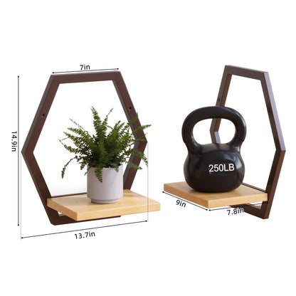 Rioneta 3 Pack Solid Wood & Heavy Duty Metal Wall Plant Stands,9 inch Natural Wood Shelf, Boho Arch Hanging Planter for Indoor 25 LB Load for Plants Coffee