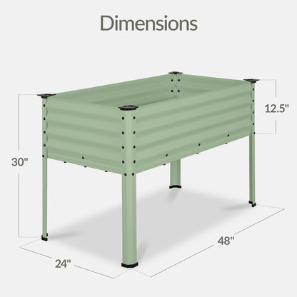 Best Choice Products 48x24x30in Galvanized Raised Garden Bed, Metal Elevated Planter Box, Vegetable Garden for Backyard, Patio, Balcony, 100% Non Toxic Materials - Sage Green