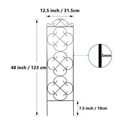 Thealyn Garden Trellis for Climbing Plants, 4 Pack 48" x 12.5" Metal Trellis for Potted Plants, Rust-Resistant Plant Support for Indoor Outdoor Use, for Ivy Clematis Vines Flowers, Black