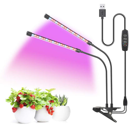 LED Plant Grow Lights for Indoor Plants 40 LED Full Spectrum Dual Head Plant Lights, 3 Switch Modes, 3,9,12H Timer, 9 Dimmable Brightness Growth Lamp for Indoor Succulent, Vegetables