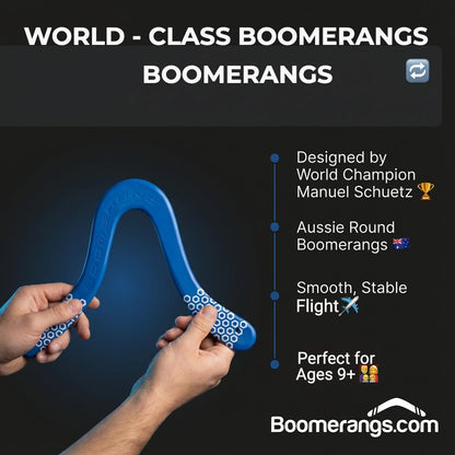 Colorado Boomerangs Manu Pro Blue Boomerang - for Kids 8-80!