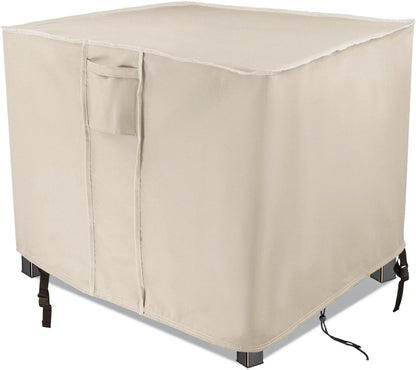 Saking Fire Pit Cover 38 Inch, Waterproof Heavy Duty 600D Square Firepit Covers Gas Fireplace Fire Pit Table Cover for Propane Fire Pit - 38 x 38 x 28 Inch (Beige)