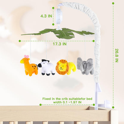 Baby Crib Mobile with Music and Lights, Mobile for Crib with Remote Control, Rotation, Starlight Projection, Crib Toys for Babies Boys Girls(Green)