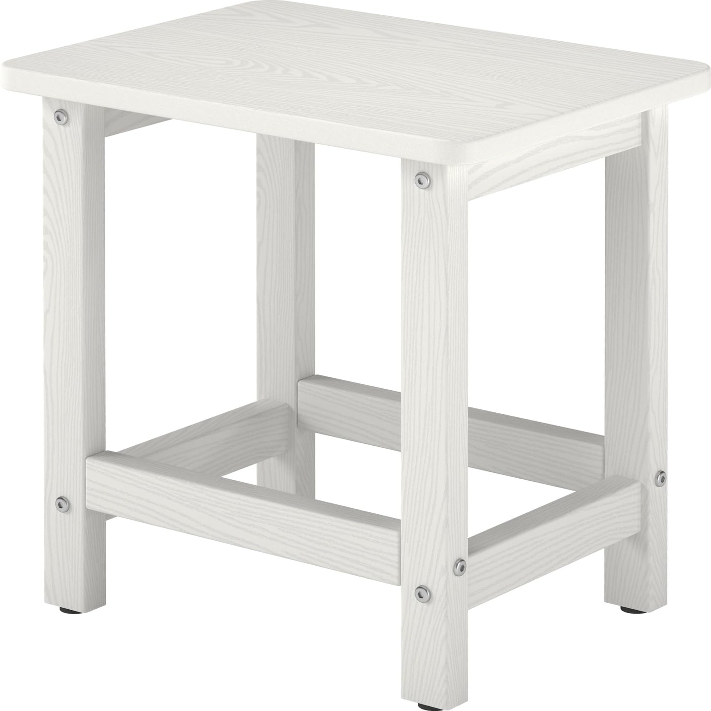 BIVODA Weatherproof Outdoor Side Table, HDPE Small Outdoor Table for Adirondack, 16.6-Inch Patio Square End Tables for Garden, Backyard, Porch, Deck, Balcony, Poolside (White)