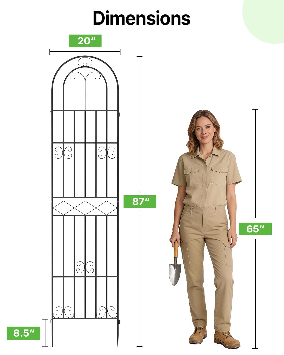 Suteck Garden Trellis for Climbing Plants Outdoor, 87" H x 20" W, 2 Pack Metal Garden Trellis with Rustproof Powder-Coated, Rose Trellis for Patio Lawn Yard, Flower & Vegetable Support