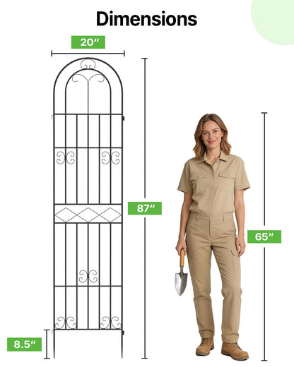 Suteck Garden Trellis for Climbing Plants Outdoor, 87" H x 20" W, 2 Pack Metal Garden Trellis with Rustproof Powder-Coated, Rose Trellis for Patio Lawn Yard, Flower & Vegetable Support