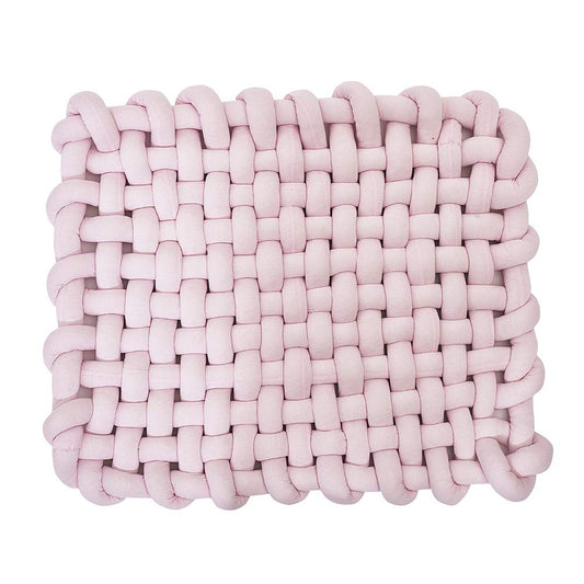 Wonder Space Knotted Braided Plush Mat, Baby Infant Newborn Tummy Time Playing Nursery Rug Knot Floor Cushion, Handmade Pure Soft Fabric, Fashion Cute Toddler Children Room Decor, Pink