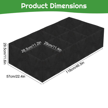 Hlimior 58 Gallon Fabric Raised Garden Bed, 4x1x1ft Large Garden Grow Bag Outdoor 8 Grids Planter Box Felt Planting Container for Growing Tomatoes Potatoes Plants Flowers, Black(1, Medium)