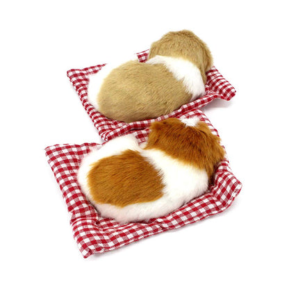 Coolayoung 2Pcs Sleeping Dogs on Pad Doll Toy, Cute Mini Puppy on Pad with Woof Sounds Decor Hand Toy Gift for Kids Boys Girls