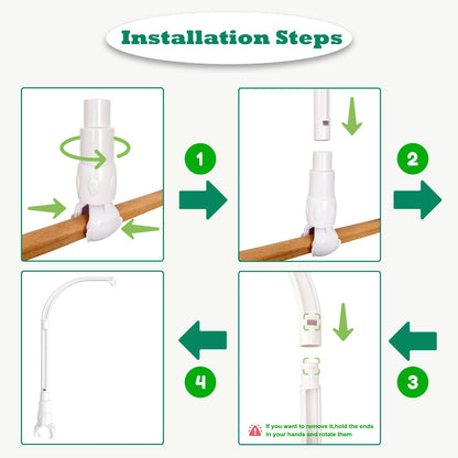LIUDHPSP 23 inch Baby Crib Mobile Bed Bell Holder Arm Bracket, The Claw Part can be Adjusted Width-DIY Toy Decoration (Stand Without Music Box)