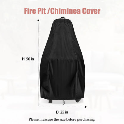Aidetech Chiminea Cover for BALI OUTDOORS, Waterproof Outdoor Fireplace Fire Pit Cover- 25”D x 50”H, Black