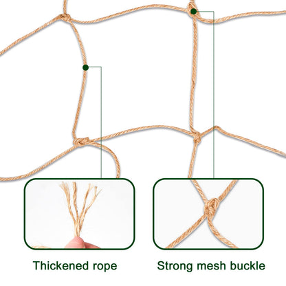 Jute Trellis Netting - Jute Netting for Garden, Heavy Duty Plant Support Netting for Climbing Plants, Cucumber, Vine, Fruits & Vegetables, Climbing Vining Plants (6.6 Ft x 9.8 Ft, 5.9 Inch Squares)
