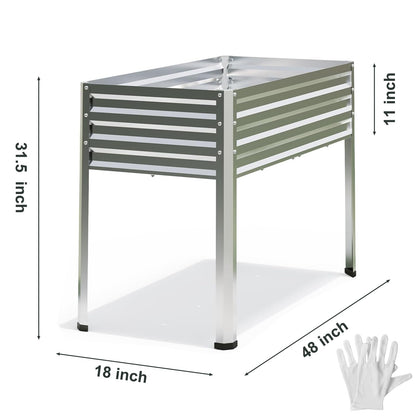 Mofesun Galvanized Raised Garden Bed with Legs, 2PCS 48x18x31.5 Inch Elevated Metal Planter Box, 300lbs Capacity for Vegetables, Flowers, Herbs. Suitable for Garden, Balcony, Patio, Backyard.
