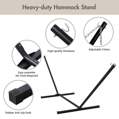 ANOW Outdoor Hammock with 12 Feet Heavy Duty Steel Stand, Two Person Hammock with Stand Included, 450 LBS Weight Capacity, Cream