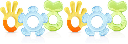 Nuby Three Step Teether Set | 3 Pack | 3m+ | Soft and Hard Teething Surfaces (Pack of 6)