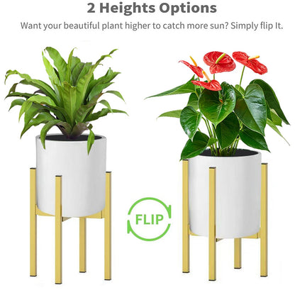 BSTMAI Metal Plant Stand, Adjustable Size Fits 10 12 13 14 15 16 Inches Large Planter Pot,Mid Century Expandable Plant Holder Indoor Outdoor Corner (HeavyGold, Fits all pots between 8" and 16")