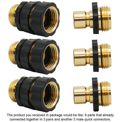 Triumpeek 3/4" Garden Hose Connector, 9 Pieces Garden Hose Quick Connect Fittings, Male and Female Quick Release Garden Hose Connector