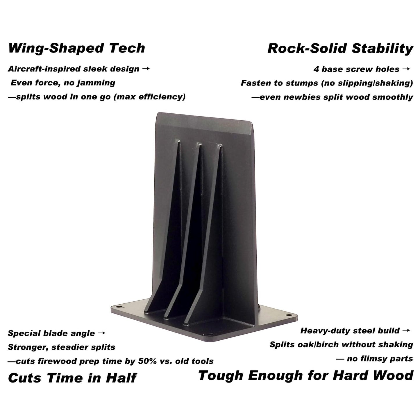 ZAFortLign Kindle Cracker Log Firwood Splitter, 8in 8.8lb Manual Steel Wood Splitting Wedge for Wood Stove Fireplace and Fire Pits, Black (Black)