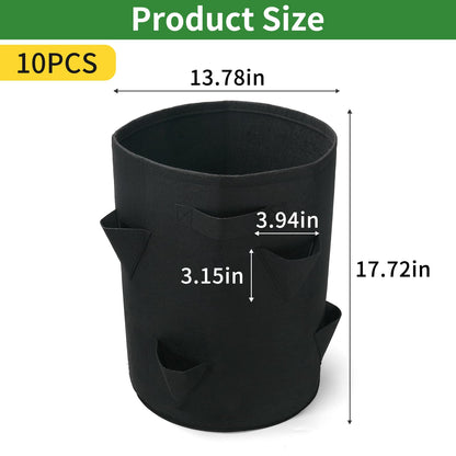 iwreaiy 10 Gallon Strawberry Grow Bags Fabric Plant Pots Gardening Bags for Plant Nursery Bag Tomato Strawberry Vegetable Planting Bag