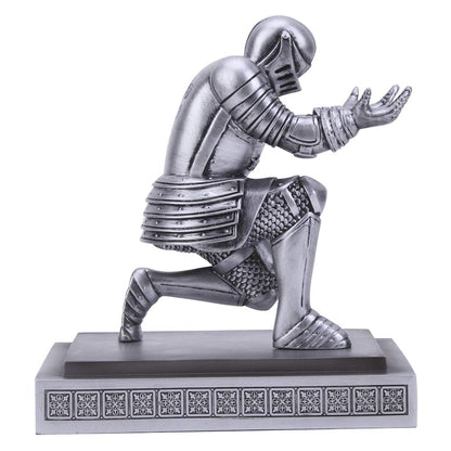 Amoysanli Knight Pen Holder Desk Organizers and Accessories Desk Decor Resin Pen Holder as Gift with a Cool Pen for Office and Home (Silver)