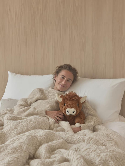 Brease 5 lb Unscented Weighted Brown Highland Cow Plush Toy - Large, Cozy Stuffed Animal for Comfort & Calm, Soft and Huggable Companion for Kids & Adults, Ideal Heavy Plushie for All Ages