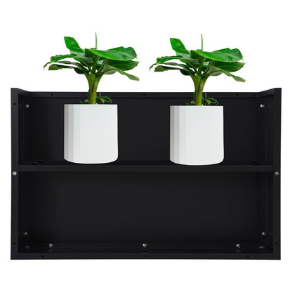 Black Rectangular Planter Outdoor with Insert Shelf, Tree Planter Pot Steel Large Tall Rectangular Planters for Outdoor Plants 38*12*24In Black Planter Box for Patio, Deck, Yard, Garden