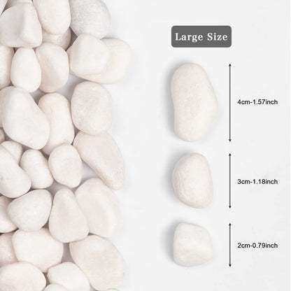 Ausluru 11lbs White Natural River Rocks, Polished Pebbles for Plants Garden, 1-2 inch Decorative White Stones, Ideal for Fish Tank, Vases, Crafting, Home Decor and Garden Landscaping Rocks,White