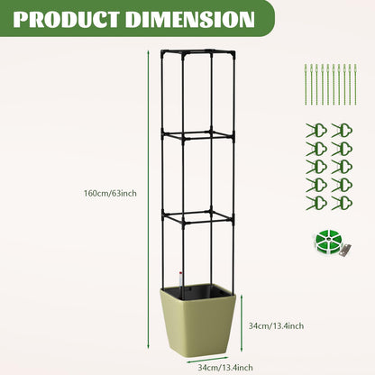 UrGROWA Tomato Planter Box with Trellis, Self Watering Rolling Raised Garden Bed with Water Level Monitor for Climbing Vegetables Plants Cage, Garden Planters Plant Pots for Plants Flowers Decor
