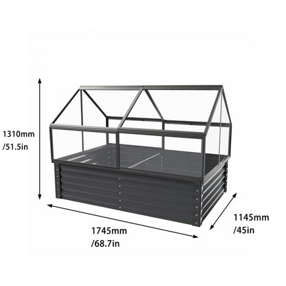 Raised Garden Bed with Greenhouse Cover, 68.7"x45"x51.5" Large Elevated Planter Box, Mini Greenhouse, Outdoor Standing Garden Bed for Vegetables, Herbs, Flowers on Patio, Balcony, Backyard