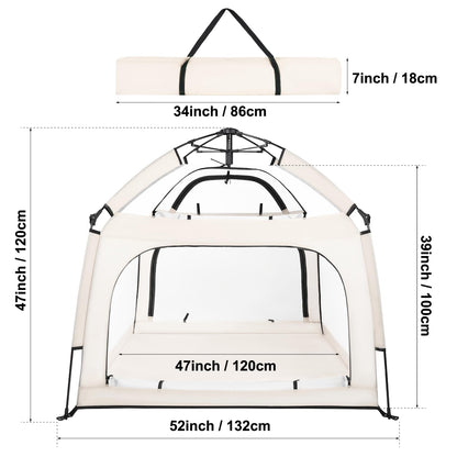 Bend River Portable Baby Playpen with Canopy, Infant Play Yard, Beach Tent, Mosquito Net for Indoor and Outdoor (Beige)