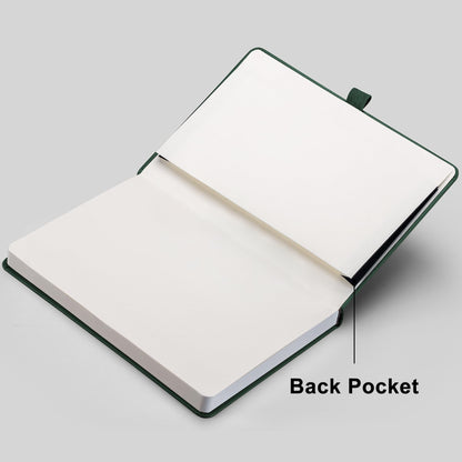 RETTACY Blank Journal Notebook, 2-Pack, 192 Pages per Pack, A5 Medium Size (5.7'' x 8.3''), Leather Hardcover, 100 GSM Thick Paper, for Sketching, Drawing, Painting (Black & Dark Green)