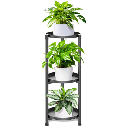 KHayRovies 3 Tier Plant Stand Indoor, Black Metal Corner Tall Plant Stands for Multiple Plants, Flower Pot Holder Shelf Outdoor Plant Display Rack for Garden Balcony Patio Living Room