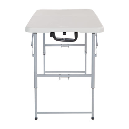 Office Star Resin Multipurpose Rectangle Table, 4-Feet Long, Height Adjustable, Center Folding Table, Light Gray