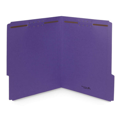 50 Purple File Folders with Fasteners, 1/3 Cut Reinforced Tab, Durable 2 Prong Fastener File Folder, Designed to Organize Standard Medical Files, Law Client Files, Office Reports, Letter Size, Purple
