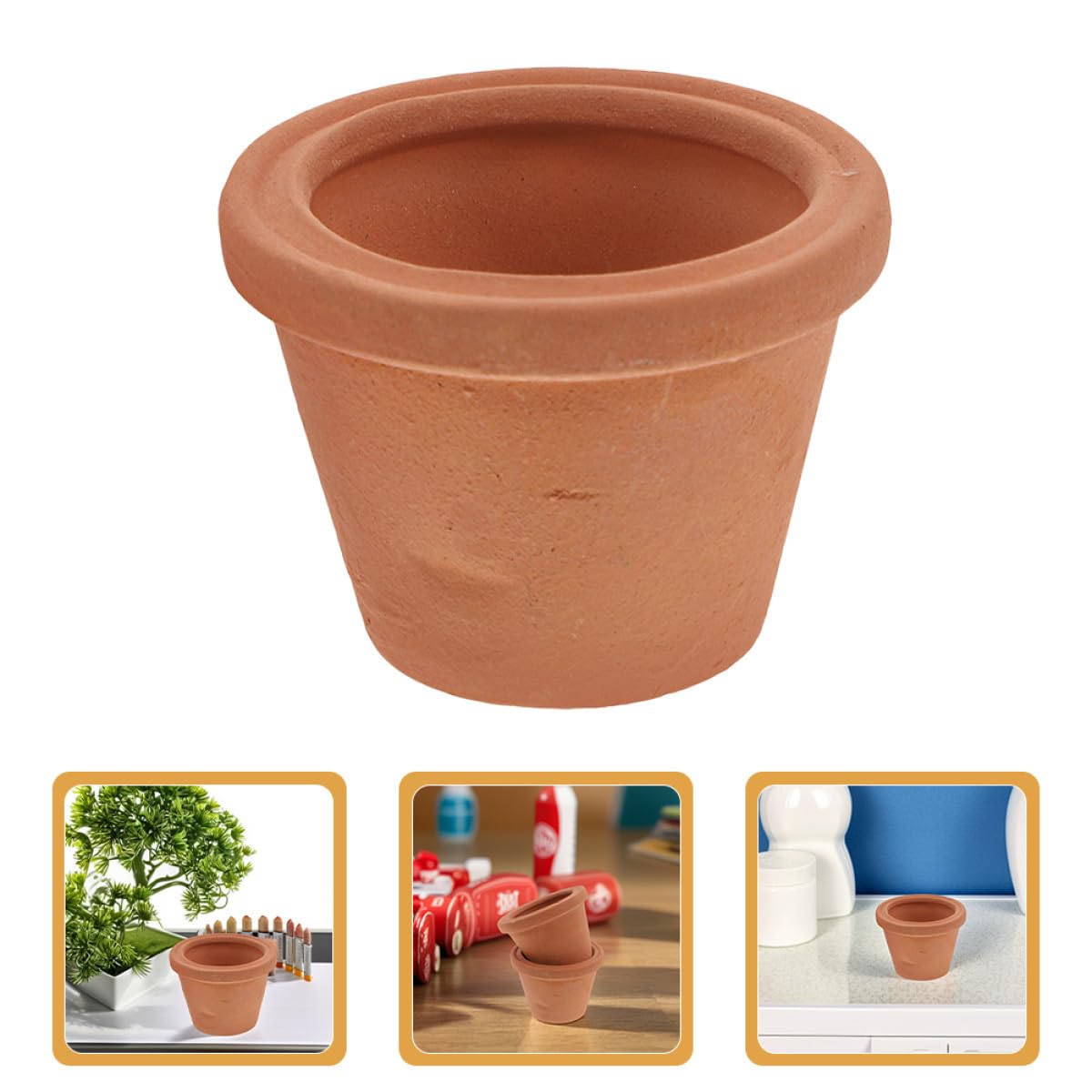 Alasum 3pcs Mini Terracotta Succulent Planters for Indoor Use Small Round Ceramic Pots for Cactus Herbs Space-Saving Natural Look Flower Pots for Desk Shelf Window Sill Home Office Decor