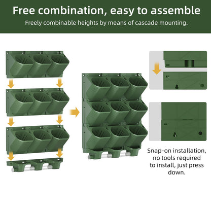 ZIAERKOR Self Watering Wall Mounted Vertical Planter, 36 Pots Wall Planter Indoor Vertical Living Green Plant Wall Easy Installation (Green with Timing System)
