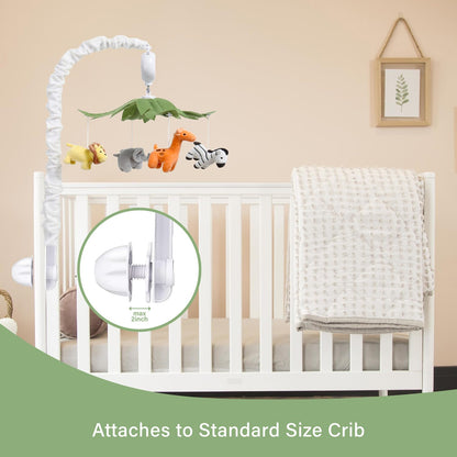 Crib Mobile, Baby Mobile with 12 Lullabies, Musical Baby Crib Mobile for Boys or Girls, Safari Animals Crib Toys Hanging, Safari Nursery Decor